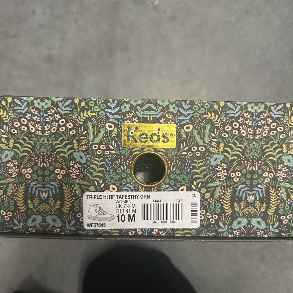 Keds x Rifle Paper Co Green and Tan Floral High Top Sneakers - Picture 5 of 5
